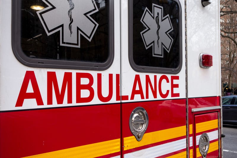 The back of an ambulance. 