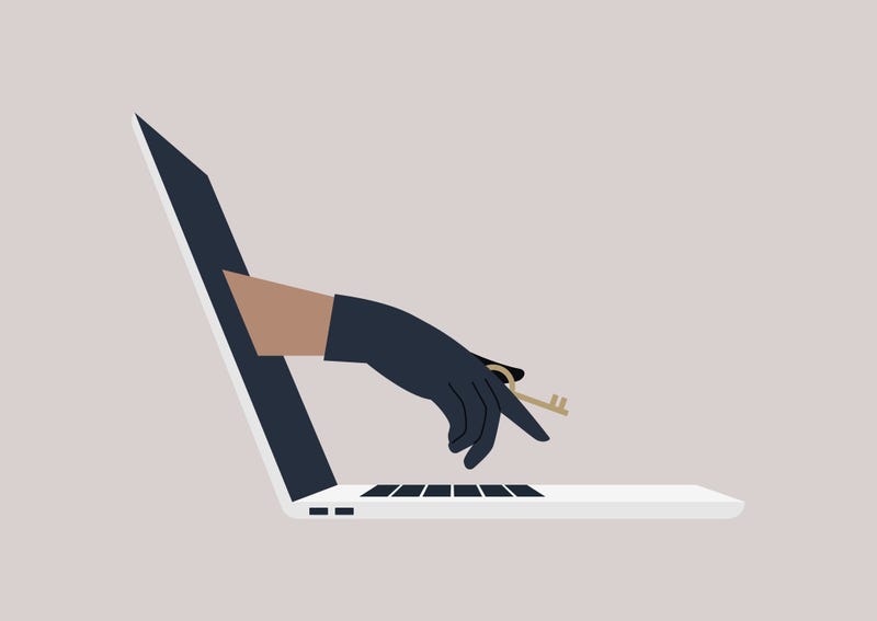 Person stealing private information.