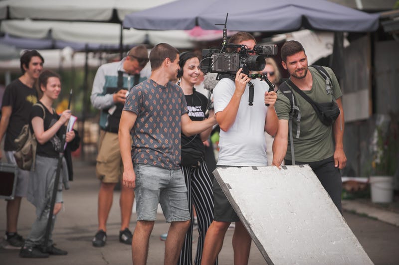 Filmmakers outside