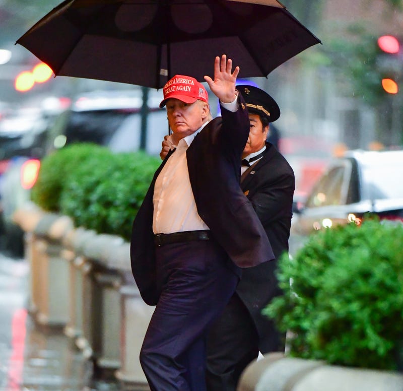 Former U.S. President Donald Trump arrives at Trump Tower in Manhattan on August 22, 2021 in New York City.