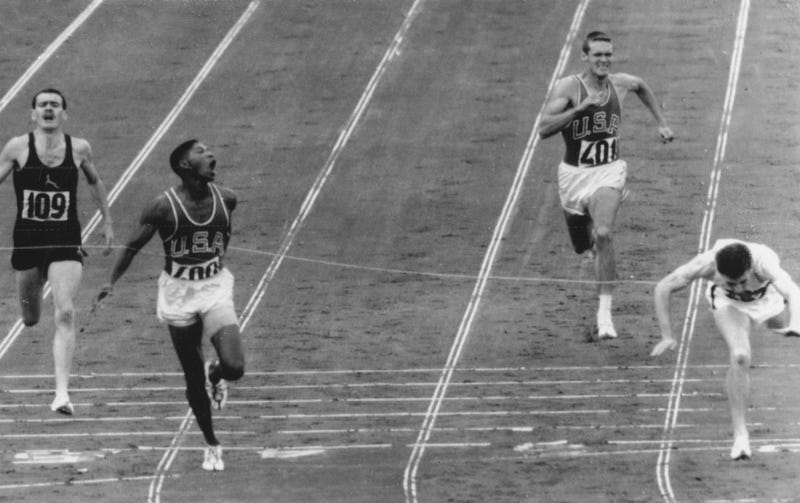 Runners compete in the 1960 Summer Olympics.