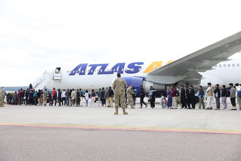 An Atlas plane taking Afghan evacuees.