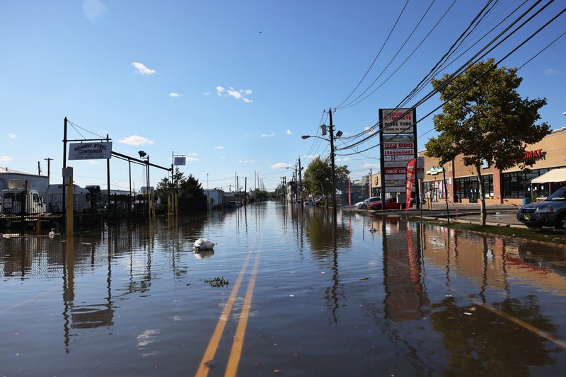 Floodwater covers South Street on September 02, 2021 in Newark, New Jersey