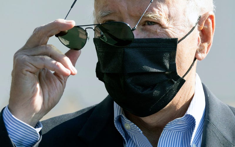 U.S. President Joe Biden wears a mask as he departs the White House on September 07, 2021 in Washington, DC.