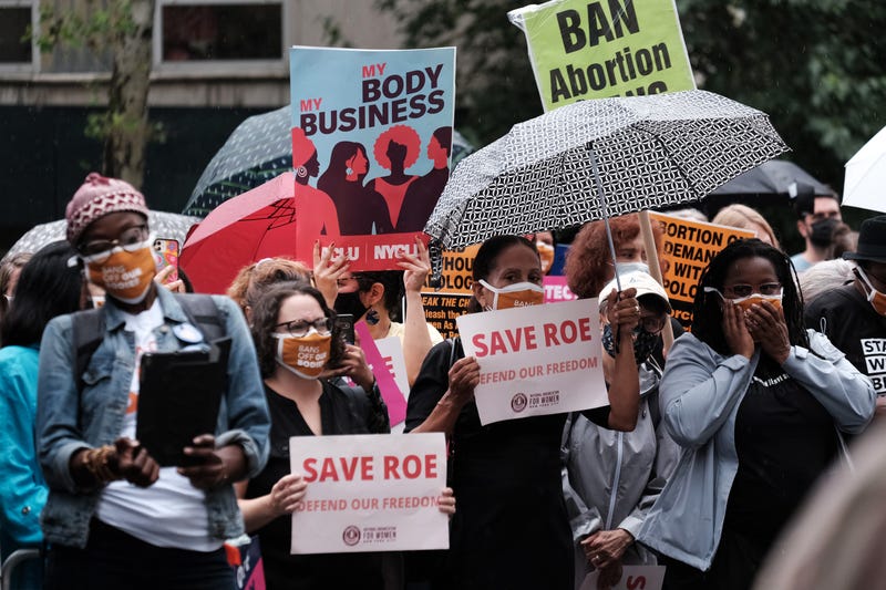 Supporters of abortion rights participate in a rally to denounce recent restrictions on abortion in the state of Texas on September 09, 2021 in the Brooklyn borough of New York City.