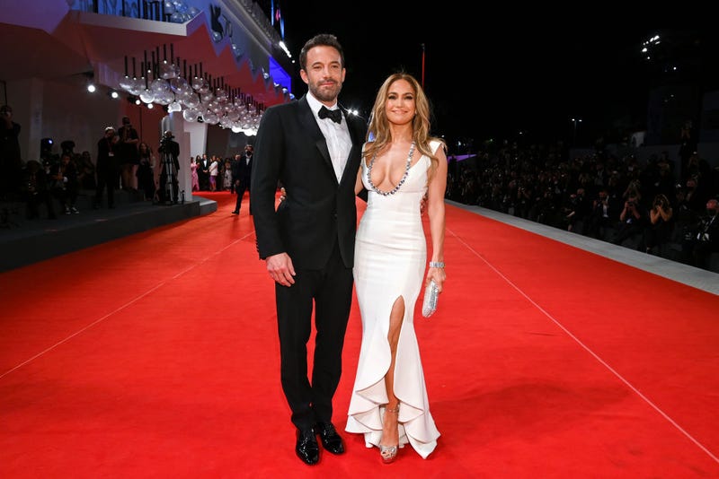 Ben Affleck and Jennifer Lopez attend the red carpet of the movie "The Last Duel" during the 78th Venice International Film Festival on September 10, 2021 in Venice, Italy