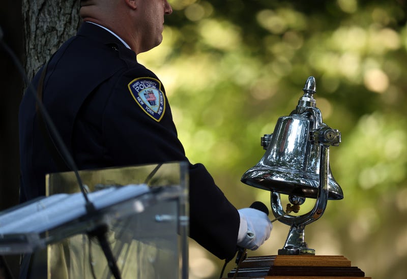 A bell is rung during a moment of silence during the annual 9/11 Commemoration Ceremony at the National 9/11 Memorial and Museum on September 11, 2021 in New York City