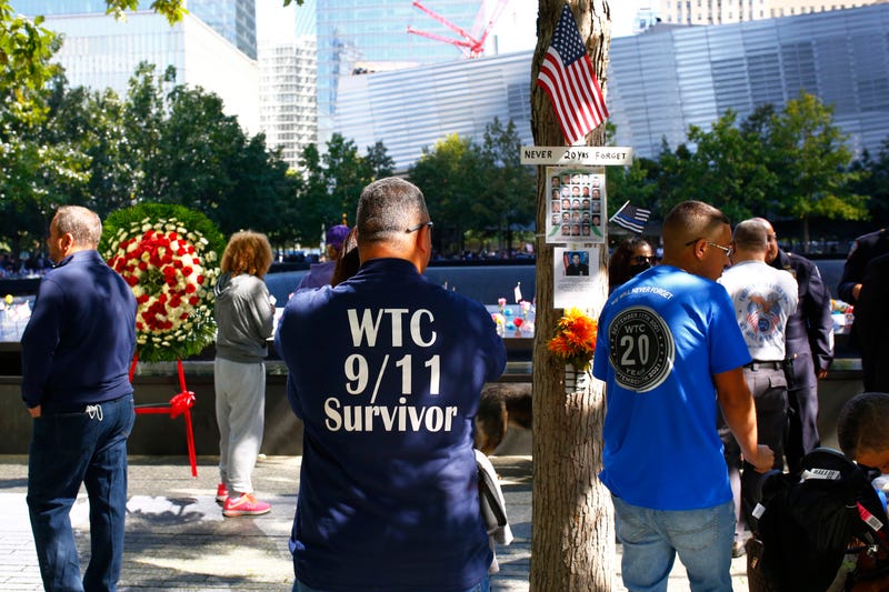 People attend the annual 9/11 Commemoration Ceremony at the National 9/11 Memorial and Museum on September 11, 2021 in New York City