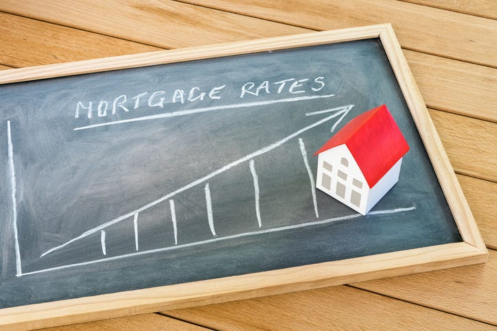 Depiction of rising mortgage rates.