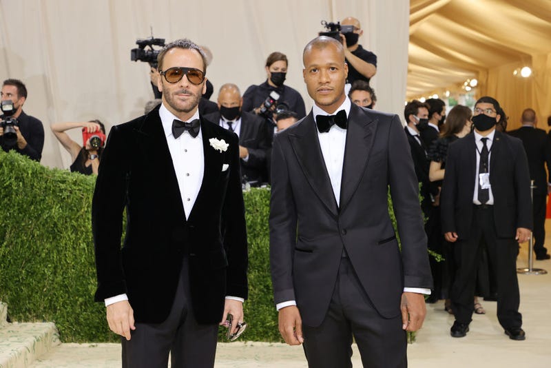 Tom Ford and Heron Preston attend The 2021 Met Gala Celebrating In America: A Lexicon Of Fashion at Metropolitan Museum of Art on September 13, 2021 in New York City.