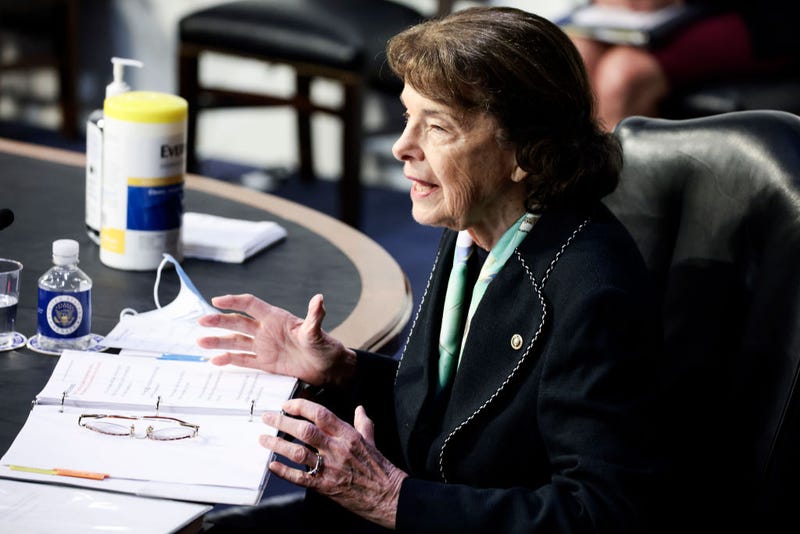 Sen. Dianne Feinstein (D-CA) speaks during a Senate Judiciary hearing about the Inspector General's report on the FBI handling of the Larry Nassar investigation of sexual abuse of Olympic gymnasts, on Capitol Hill on September 15, 2021 in Washington, DC.