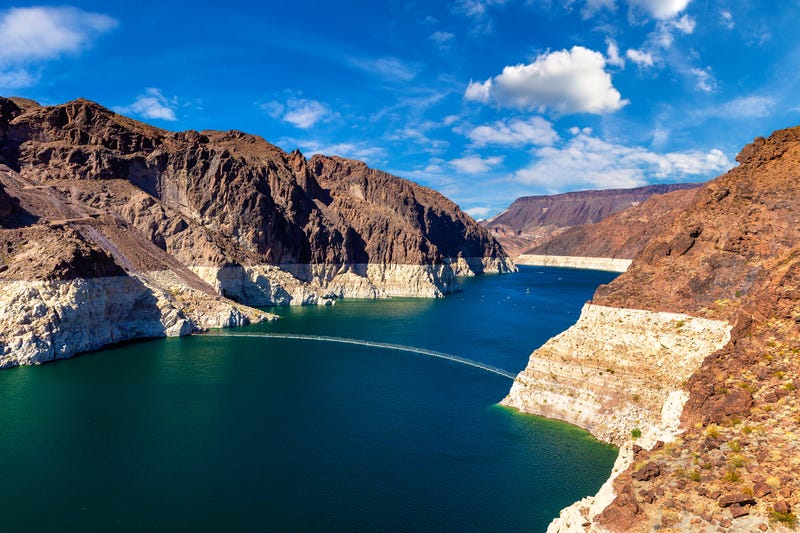 A view of Lake Mead from Hoover Dam at Nevada and Arizona border. 