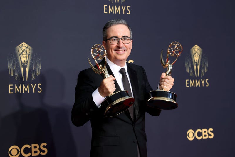 John Oliver, winner of the Outstanding Variety Talk Series and Outstanding Writing for a Variety Series awards for ‘Last Week Tonight with John Oliver,’ poses in the press room during the 73rd Primetime Emmy Awards at L.A. LIVE on September 19, 2021 in Los Angeles, California.