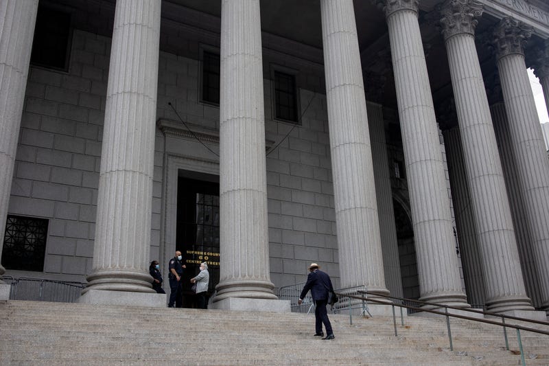 A man walks up the steps of the New York State Supreme Court on August 30, 2021 in downtown Manhattan, New York City.