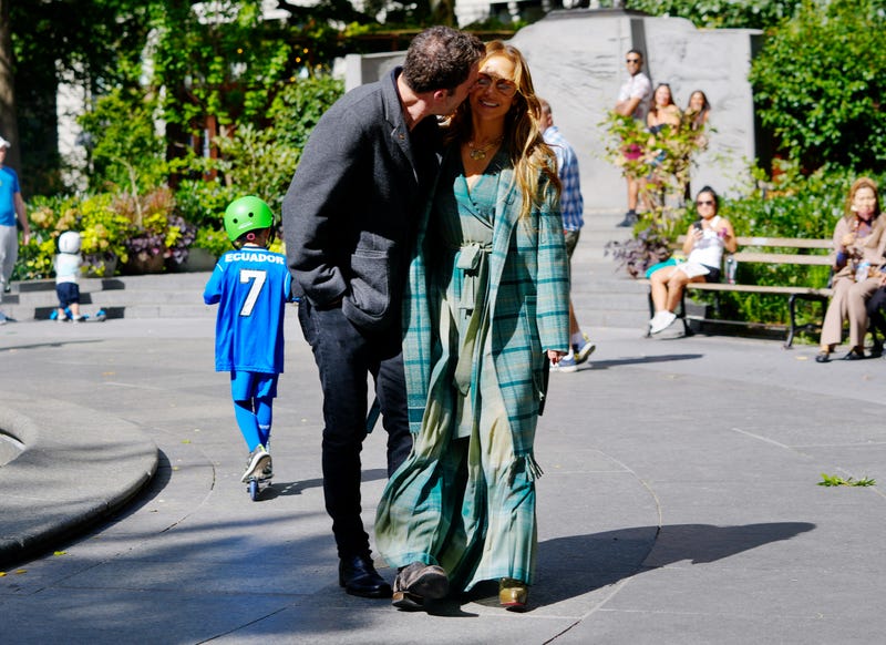 Jennifer Lopez and Ben Affleck are seen on September 26, 2021 in New York City.