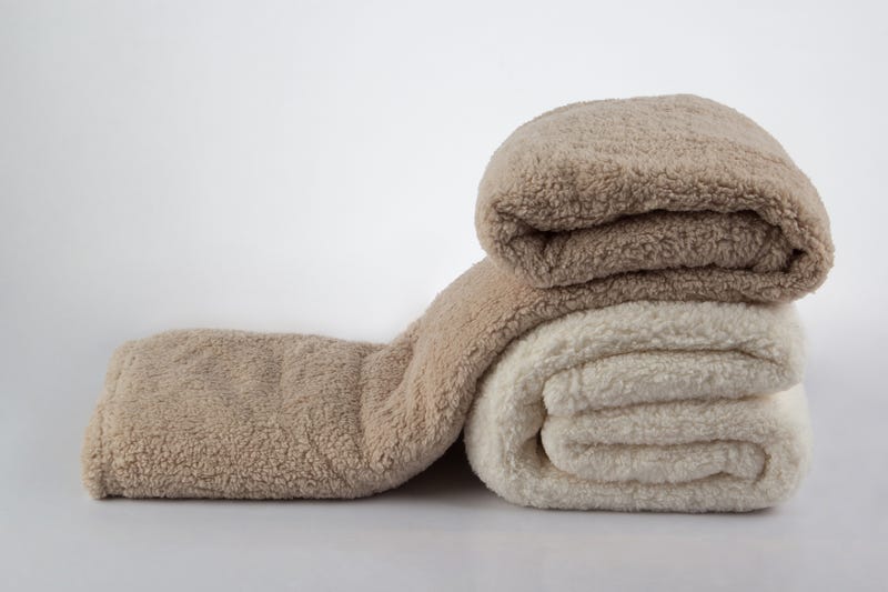 Soft and warm stack of folded blankets