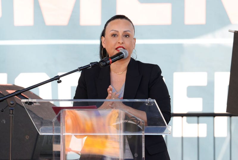Nury Martinez attends Women's March Action: March 4 Reproductive Rights at Pershing Square on October 02, 2021 in Los Angeles.