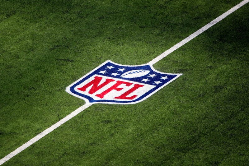 INGLEWOOD, CALIFORNIA - OCTOBER 03: A general view of the NFL logo on the field is seen before the game between the Arizona Cardinals and the Los Angeles Rams at SoFi Stadium on October 03, 2021 in Inglewood, California.