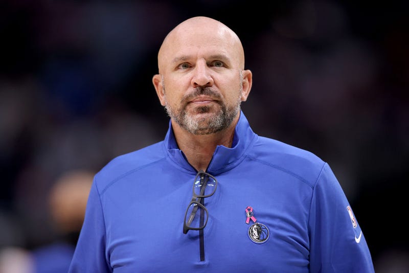 Head coach Jason Kidd of the Dallas Mavericks walks off the court after the Dallas Mavericks beat the Utah Jazz 111-101 in a preseason NBA game at American Airlines Center on October 06, 2021 in Dallas, Texas.