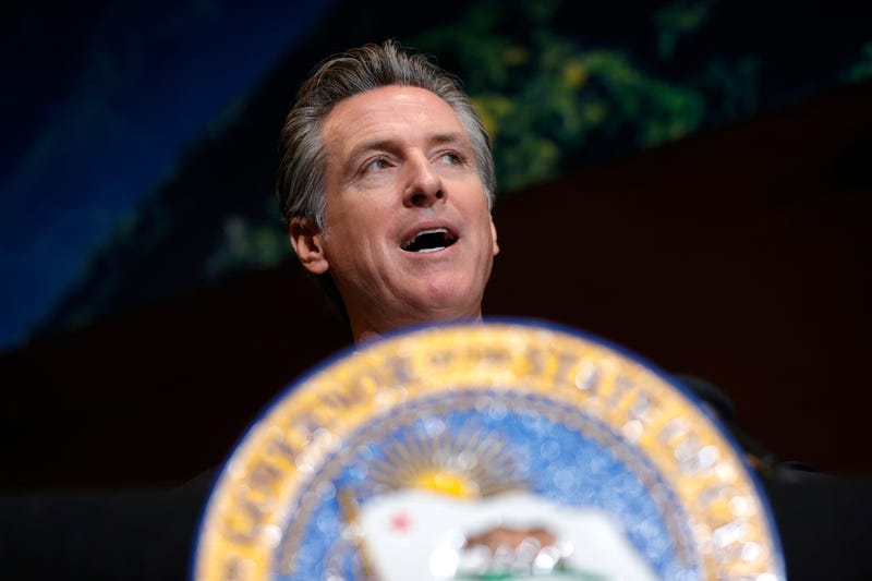 California Gov. Gavin Newsom speaks during a news conference at Kingston 11 Cuisine on October 08, 2021 in Oakland, California.