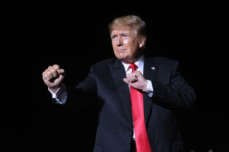 Former President Donald Trump speaks to supporters during a rally at the Iowa State Fairgrounds on October 09, 2021 in Des Moines, Iowa.