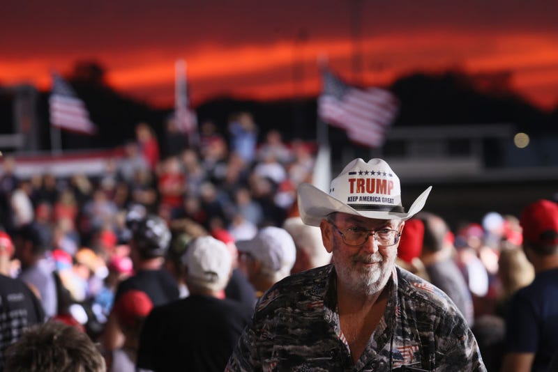 Supporters gather for a rally with former President Donald Trump at the Iowa State Fairgrounds on October 09, 2021 in Des Moines, Iowa.