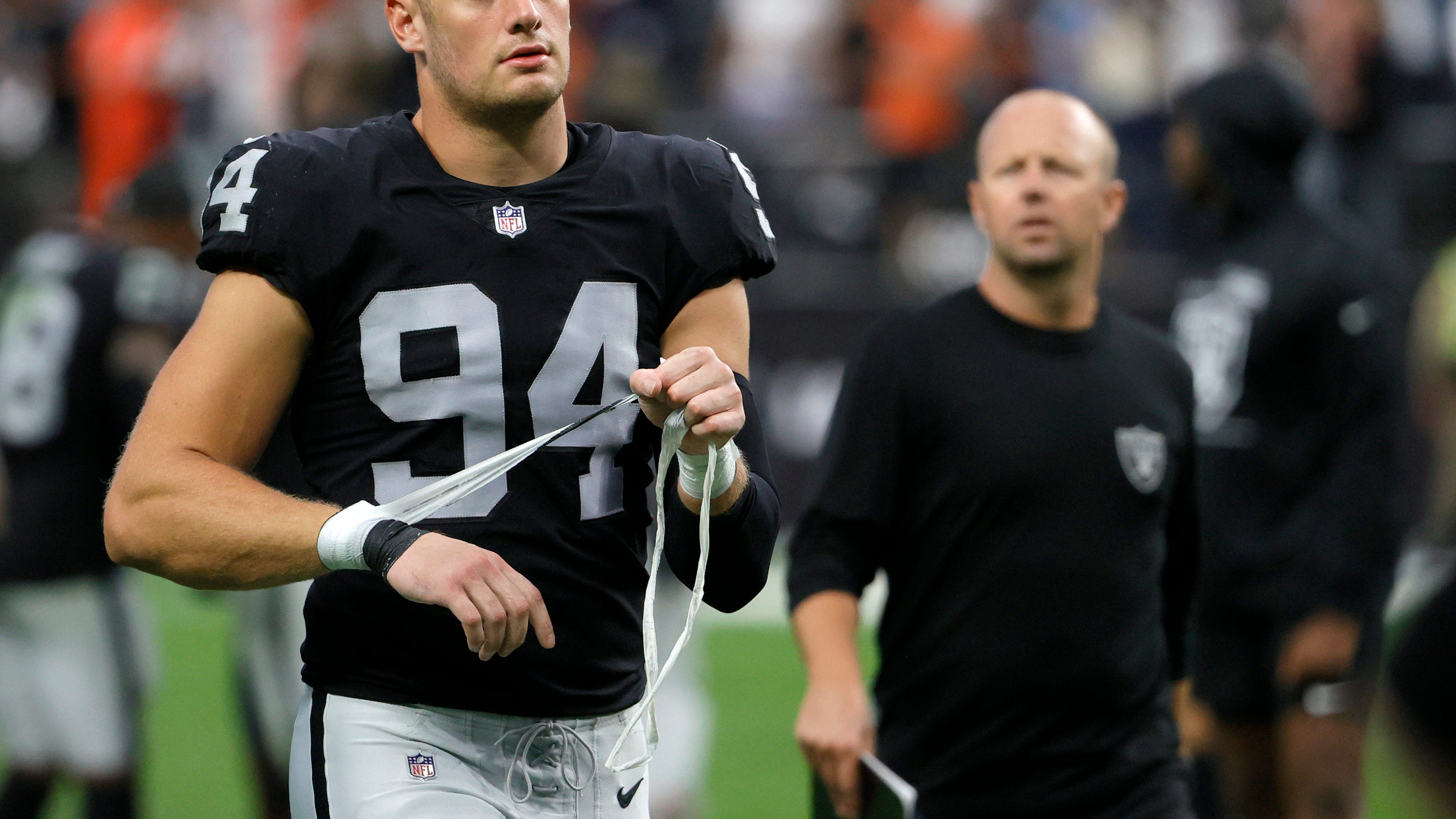 Raiders’ Carl Nassib not practicing Wednesday, to meet with GM over Gruden controversy