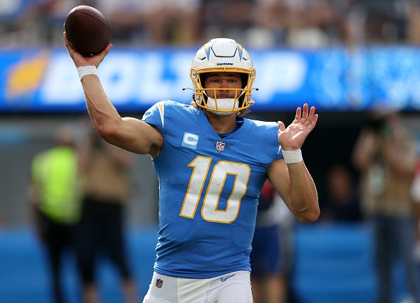 Justin Herbert and the Chargers are wearing their powder blue uniforms in Week 1. 