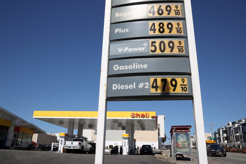 Gas prices over $4.00 a gallon are displayed at a Shell station on October 12, 2021 in San Francisco, California.