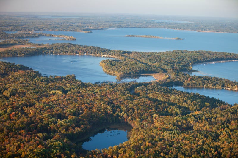 Aerial view of Minnesota lakes.
