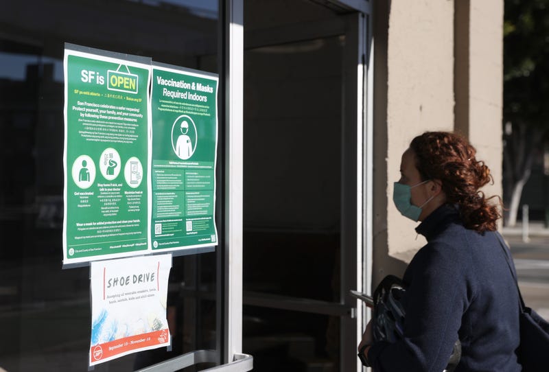 A customer enters a Fitness SF gym on October 15, 2021 in San Francisco, California. 