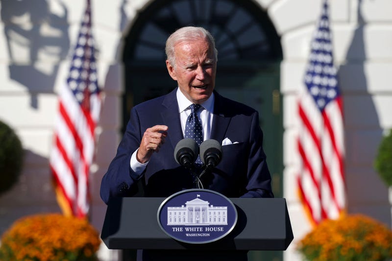  President Joe Biden delivers remarks at the 2021 and 2020 State and National Teachers of the Year awards ceremony at the White House on October 18, 2021 in Washington, DC. 