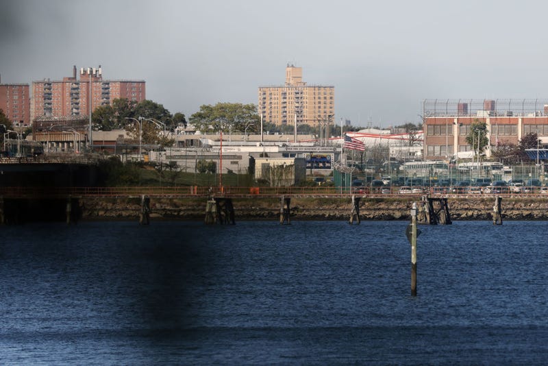 Rikers Island, home to the main jail complex, is situated in the East River between the Queens and Bronx boroughs as shown on October 19, 2021 in New York City.
