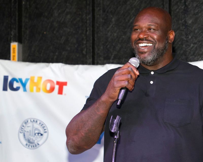 Former NBA player Shaquille O'Neal speaks during the unveiling of the Shaq Courts at the Doolittle Complex donated by Icy Hot and the Shaquille O'Neal Foundation in partnership with the city of Las Vegas on October 23, 2021 in Las Vegas, Nevada.