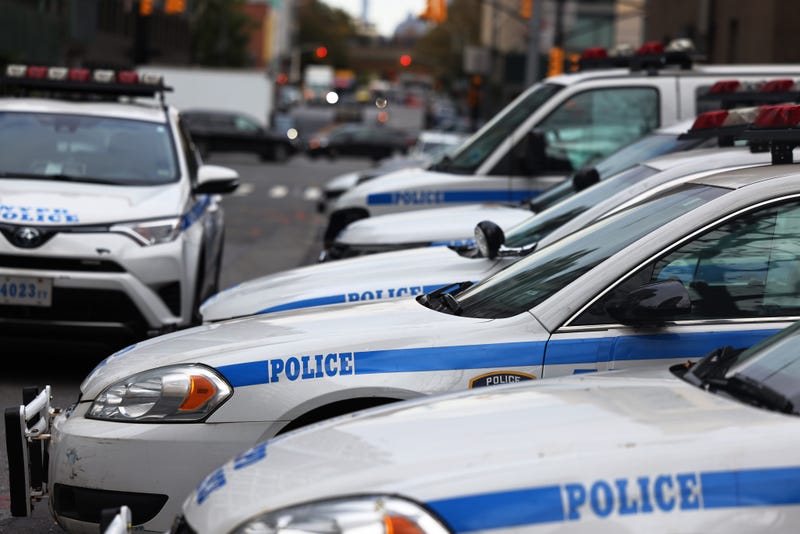 NYPD cruisers are seen parked in Brooklyn.