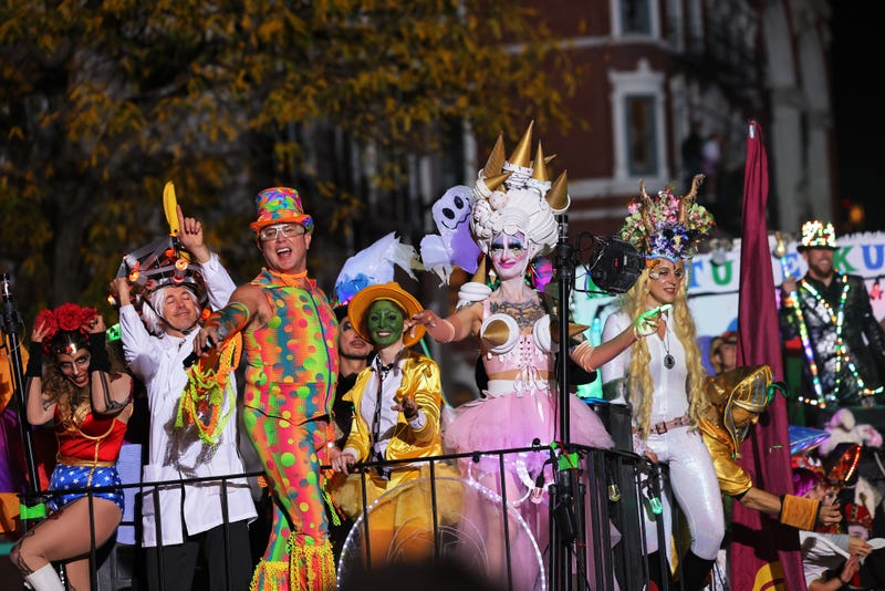 People participate in New York’s 48th Annual Village Halloween Parade in Greenwich Village on October 31, 2021 in New York City. The annual Halloween parade in Greenwich Village returned after being postponed last year due to the coronavirus (COVID-19) pandemic.
