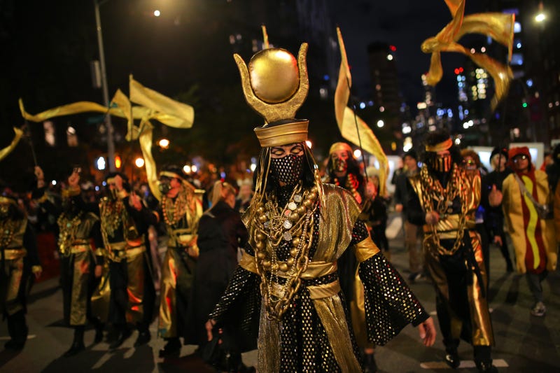 People participate in New York’s 48th Annual Village Halloween Parade in Greenwich Village on October 31, 2021 in New York City. The annual Halloween parade in Greenwich Village returned after being postponed last year due to the coronavirus (COVID-19) pandemic. 