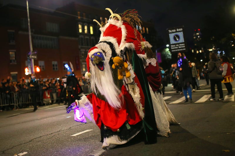 People participate in New York’s 48th Annual Village Halloween Parade in Greenwich Village on October 31, 2021 in New York City. The annual Halloween parade in Greenwich Village returned after being postponed last year due to the coronavirus (COVID-19) pandemic. 