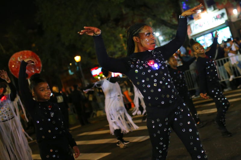 People participate in New York’s 48th Annual Village Halloween Parade in Greenwich Village on October 31, 2021 in New York City. The annual Halloween parade in Greenwich Village returned after being postponed last year due to the coronavirus (COVID-19) pandemic. 