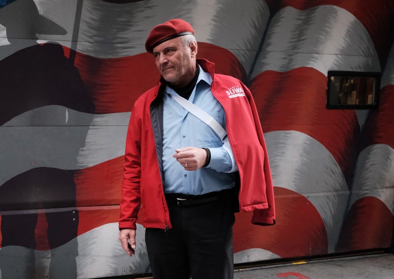 They-mayoral candidate Curtis Sliwa speaks to the media in front of an FDNY firehouse on November 01, 2021 in New York City