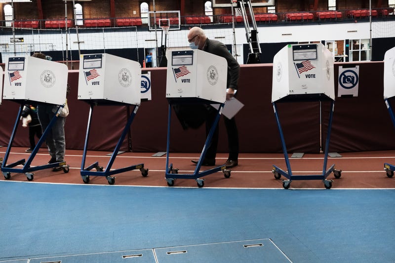 People visit a voting site at a YMCA on Election Day, Nov. 2, 2021 in Brooklyn
