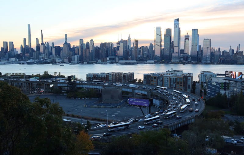 Vehicles drive on the helix ramp to the Lincoln Tunnel on Nov. 4, 2021.