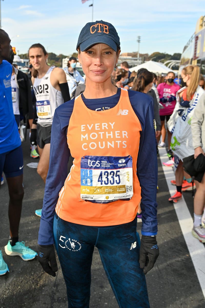 Christy Turlington is seen during the 2021 TCS New York City Marathon on November 07, 2021 in New York City.