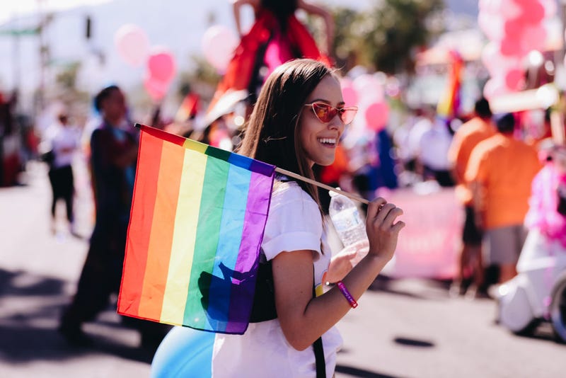 A parade goer participates in the Greater Palm Springs Pride Parade on November 07, 2021 in Palm Springs, California.