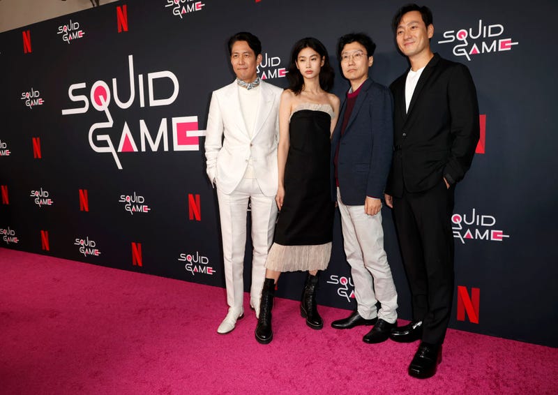 Lee Jung-jae, Jung Hoyeon, Hwang Dong-hyuk and Park Hae Soo attend the Los Angeles screening of Netflix's "Squid Game" at NeueHouse Los Angeles on November 08, 2021, in Hollywood.
