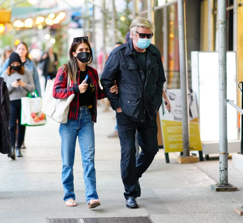 Alec Baldwin and Hilaria Baldwin are seen on November 09, 2021 in New York City. 