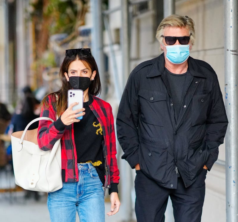 Alec Baldwin and Hilaria Baldwin are seen on November 09, 2021 in New York City.