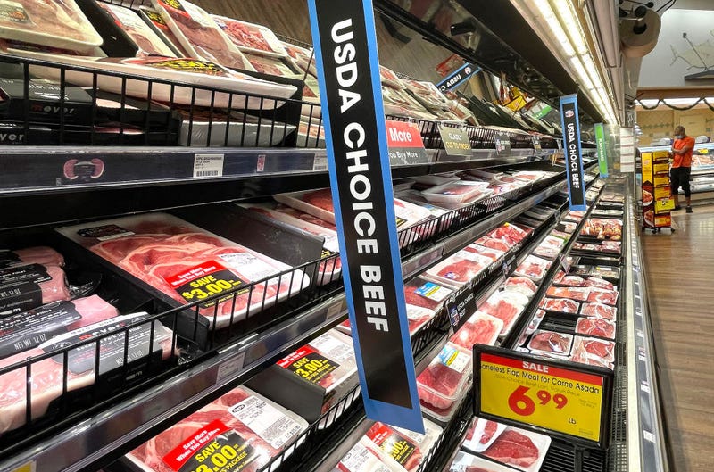 meat cooler at a grocery store