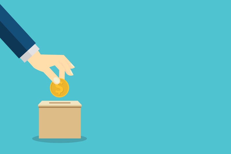 Graphic depicting donations and voting. 
