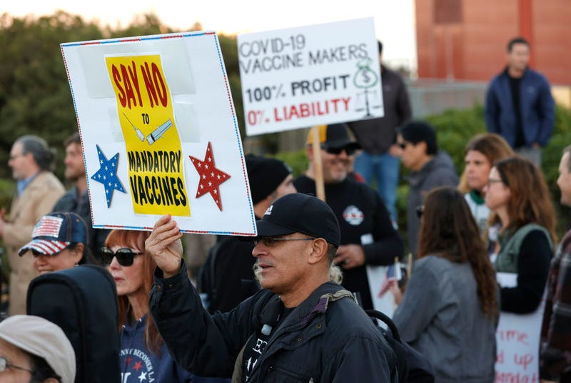 Protesters at anti-vaccination rally